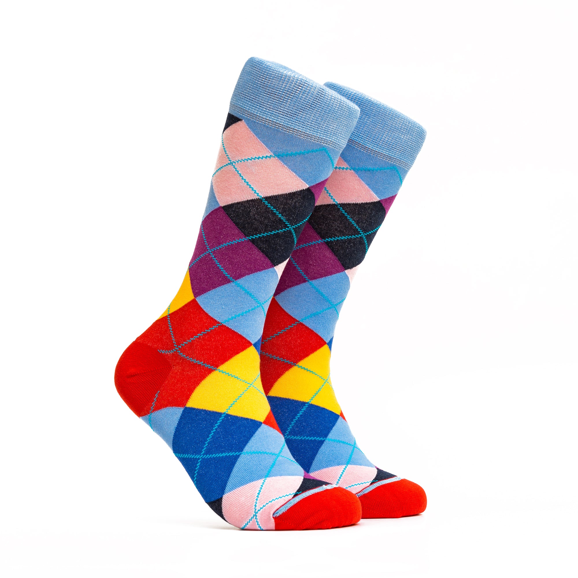 Crazy Argyle Socks - Color Blue