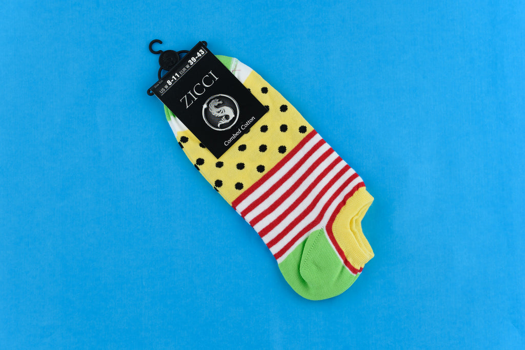 Lines and Dots Short Socks - Color Yellow