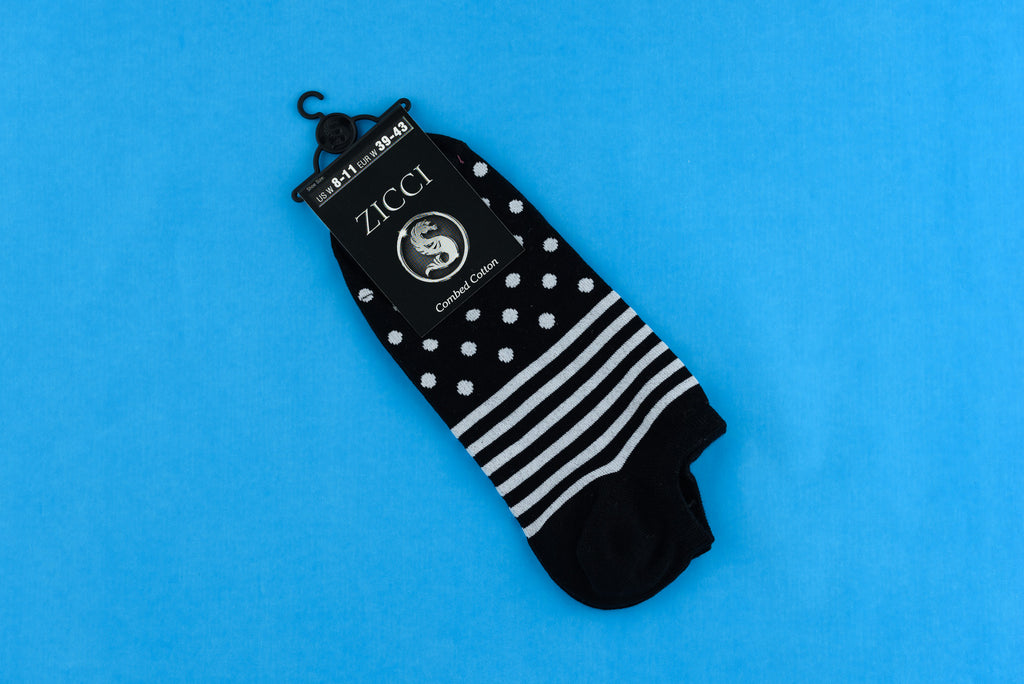 Lines and Dots Short Socks - Color Black