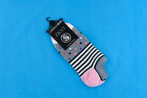Lines and Dots Short Socks - Color Grey