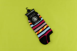 Multi Colored Lines Short Socks - Color Black
