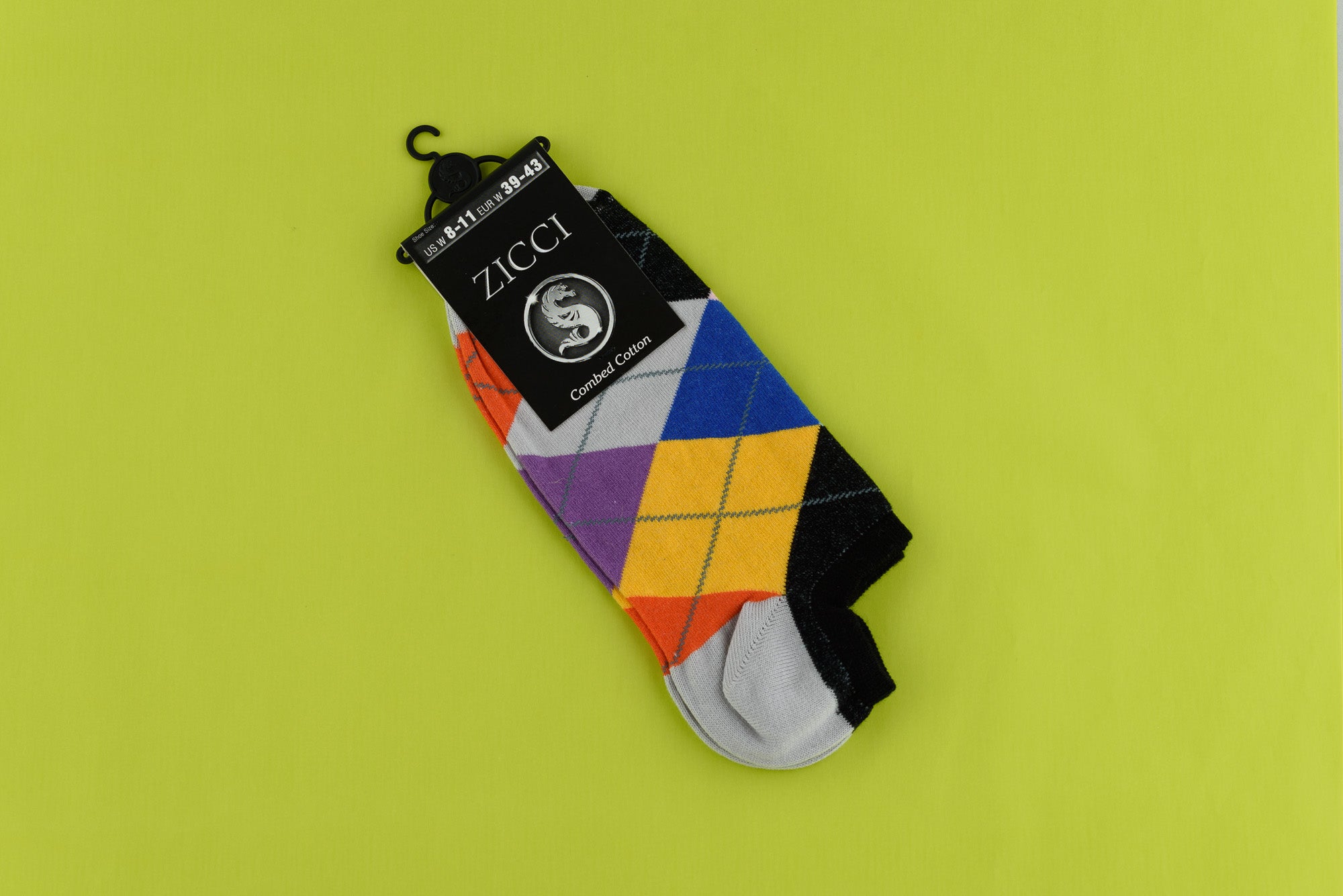 Crazy Argyle Short Socks - Color Yellow