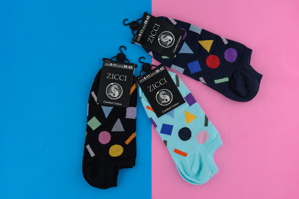 Geometric Short Socks Combo 3 Pairs