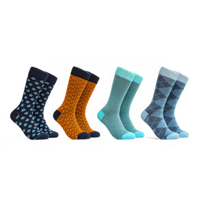 Fancy Socks New York Combo-Colors Blue,Brown-4 Pairs