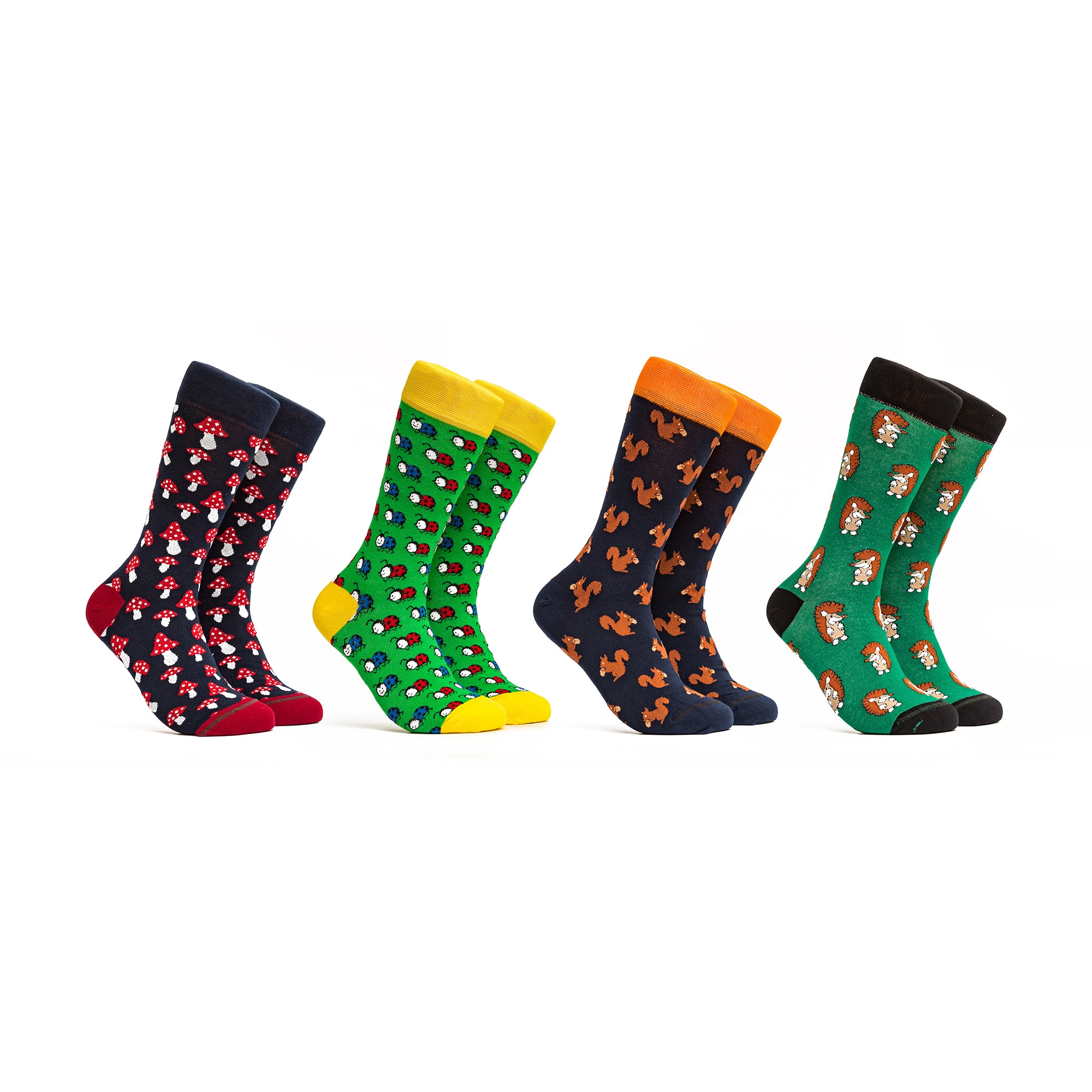 Forest Animals Combo - Colors Black, Green and Orange - 4 pairs