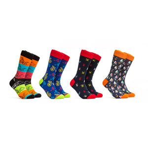 Joyride Socks Gift Box - Colors Blue, Black, Orange, Grey - 4 Pairs