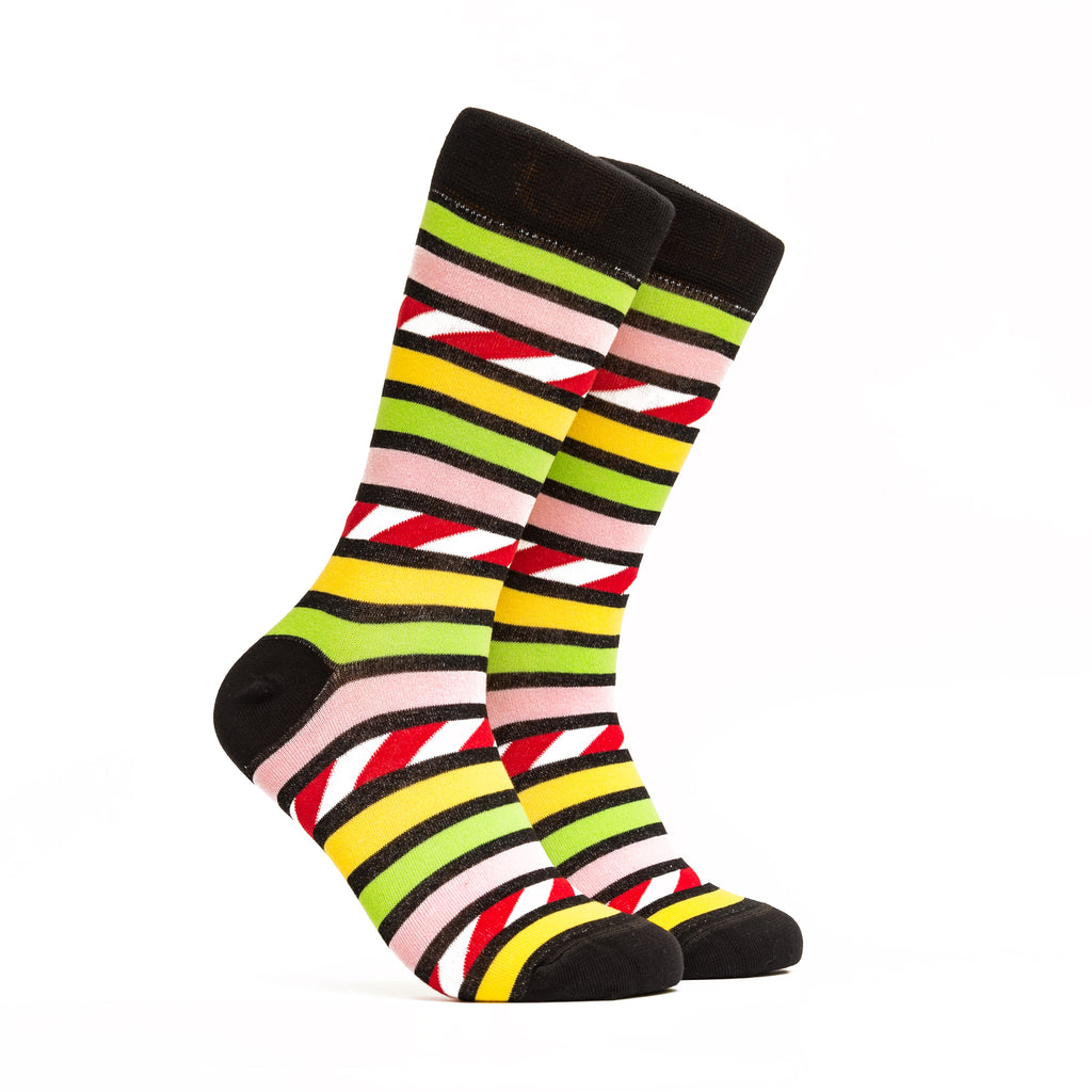 Multi Color Stripes Socks - Color Green