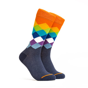 Rainbow Diamond Socks - Color Orange