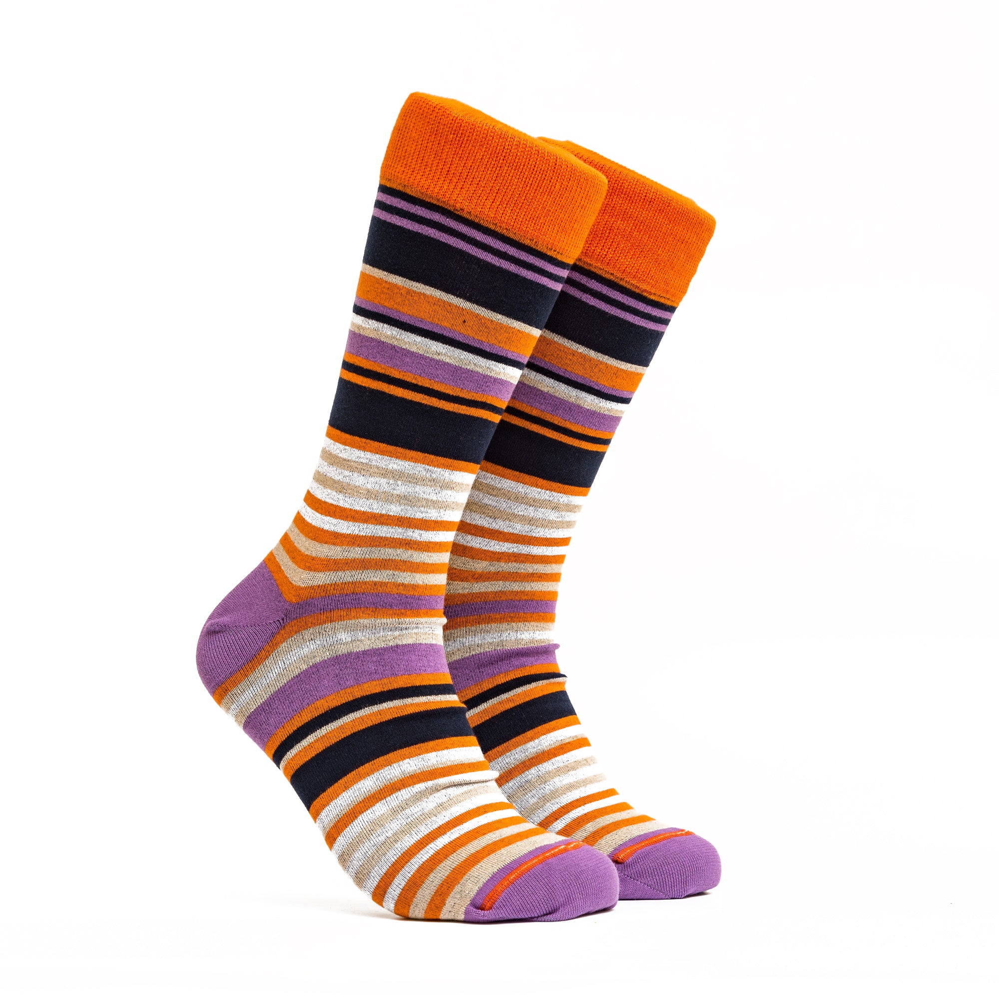Stripe Adam Socks - Color Orange