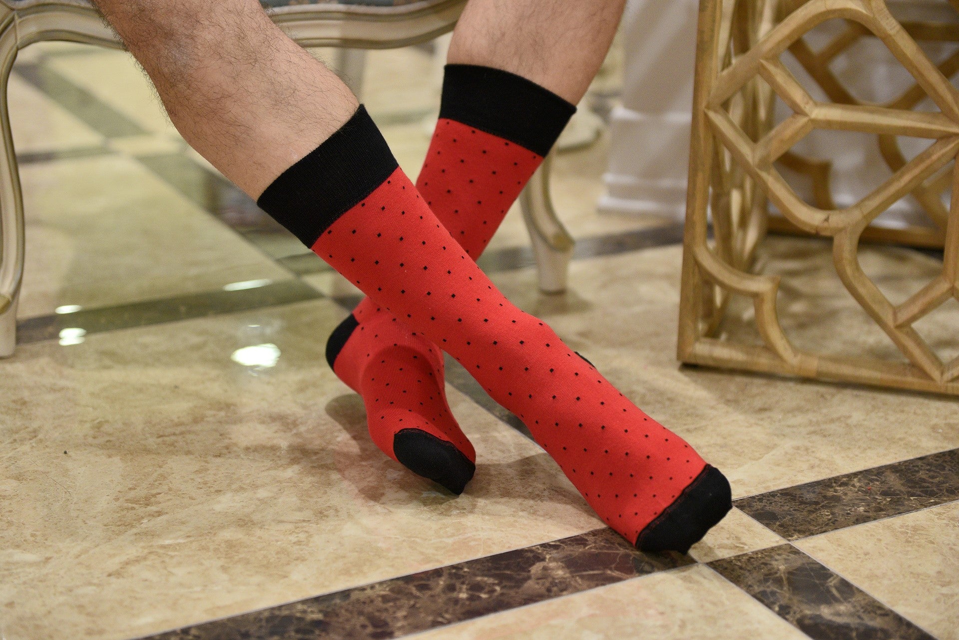 Men's Socks Mars Dots - Color Red