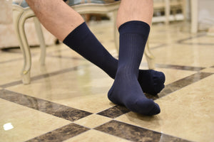 Men's Ribs Socks - Color Navy Blue
