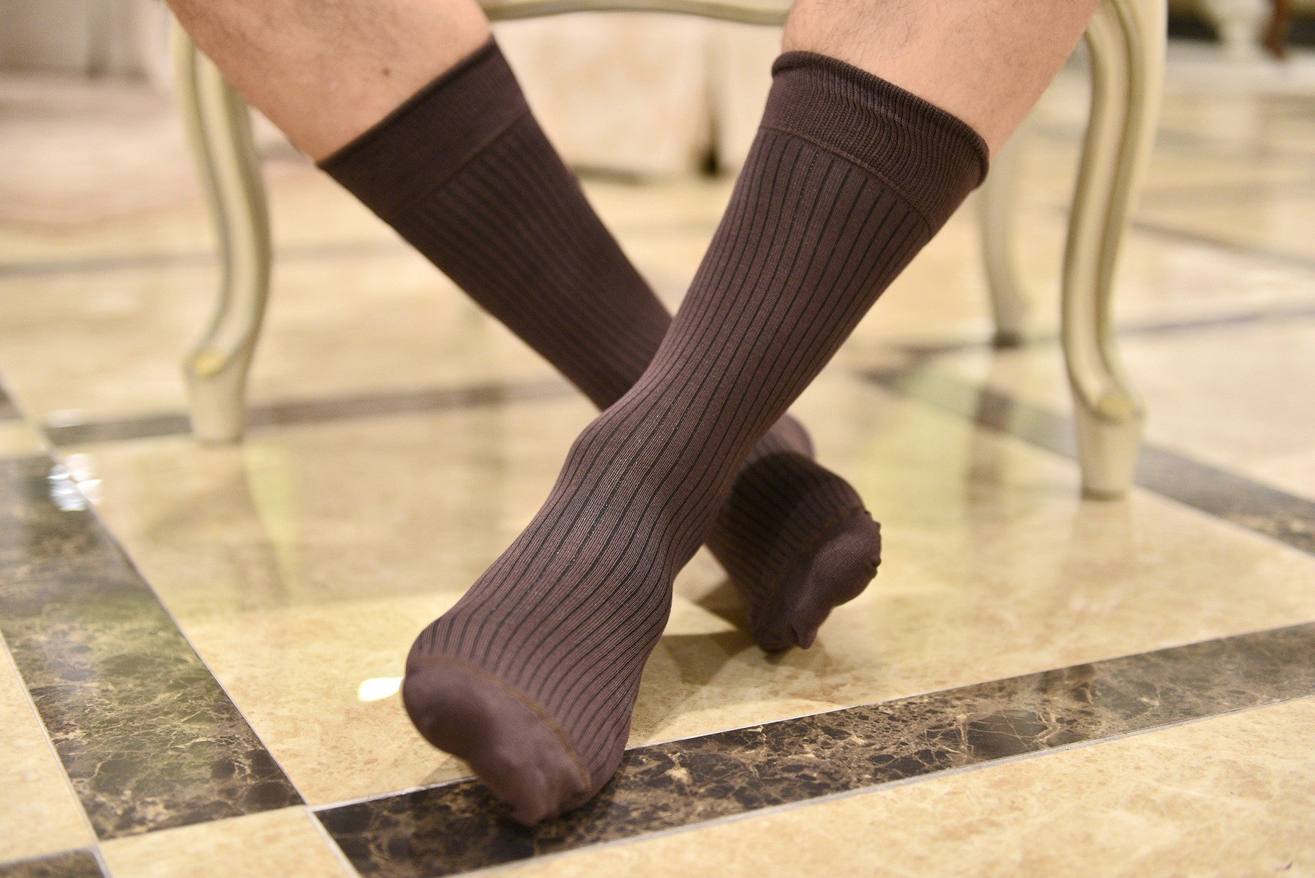 Men's Ribs Socks - Color Brown