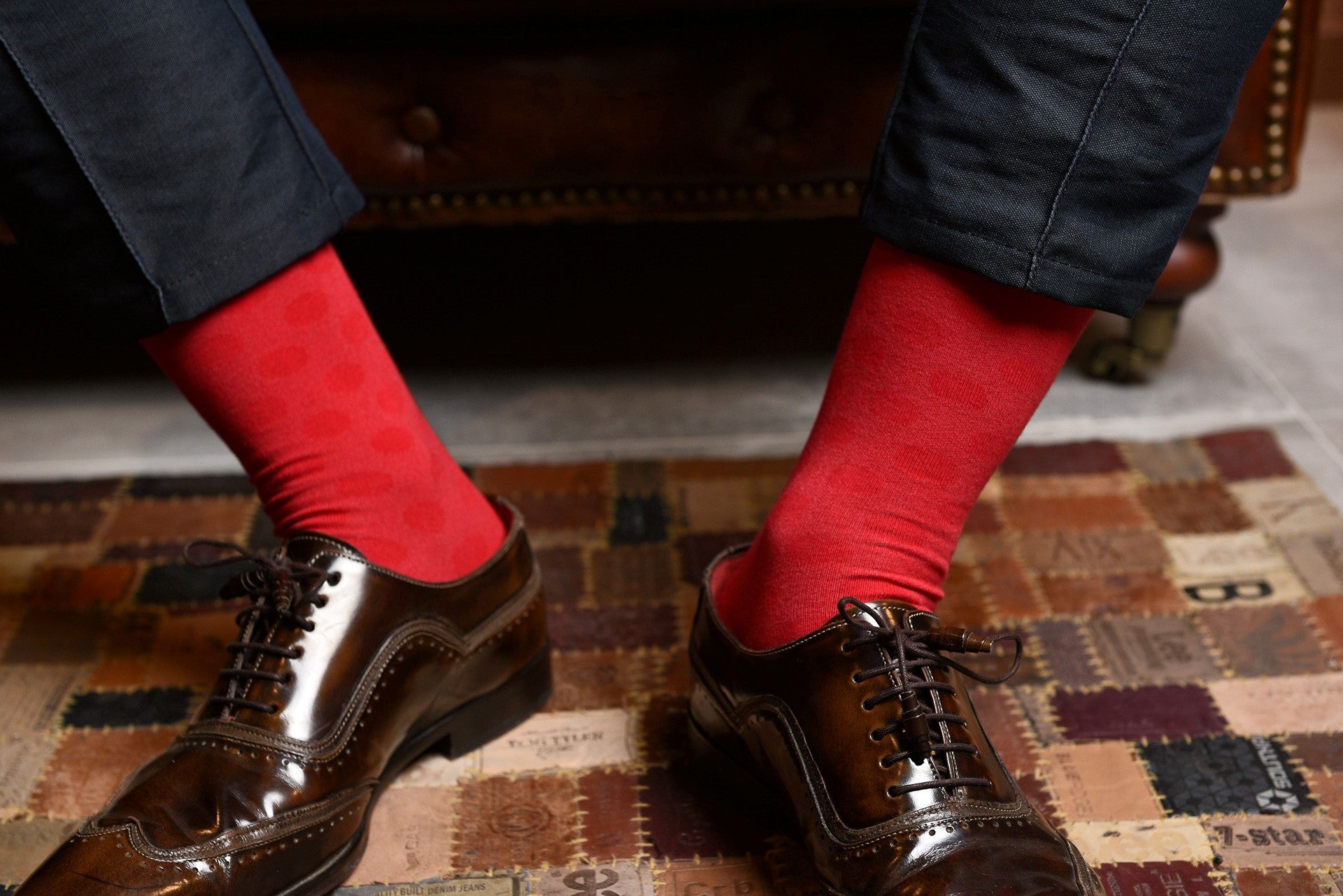 Men's Zicci Invisible Dots Dress Socks - Color Red