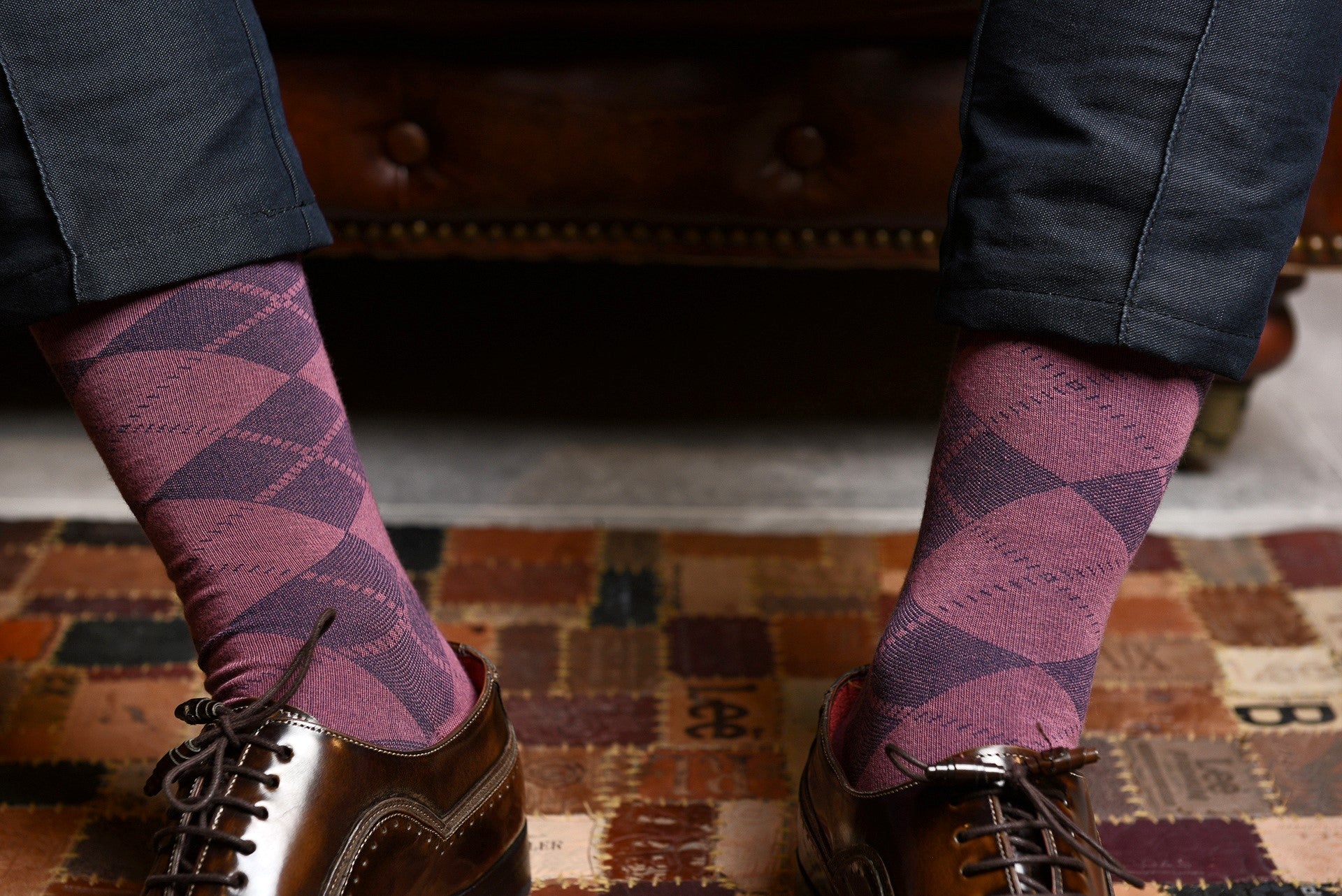 Men's Zicci Crazy Argyle Dress Socks - Color Purple