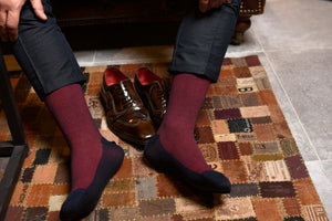 Men's Crazy Herringbone Dress Socks - Color Red