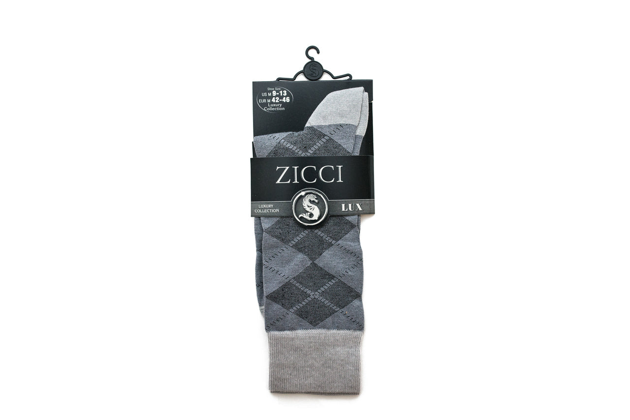 Men's Zicci Crazy Argyle Dress Socks - Color Grey
