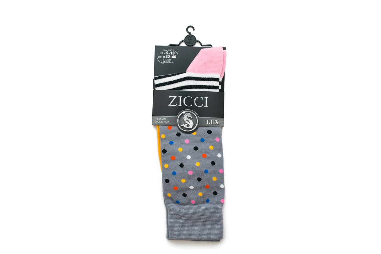 Women's Long Lines and Dots Sock - Color Grey
