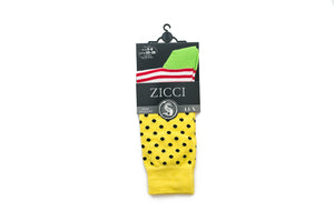 Men's Long Lines and Dots Sock - Color Yellow