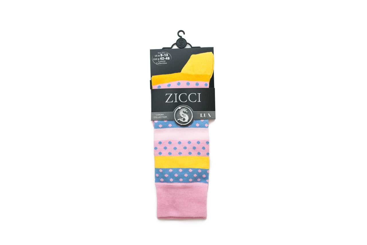 Women's Lines and Dots Sock - Color Pink