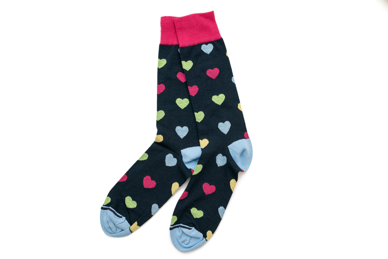 Woment's Crazy Hearts Sock - Color Black
