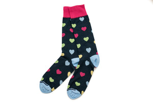 Men's Crazy Hearts Sock - Color Black