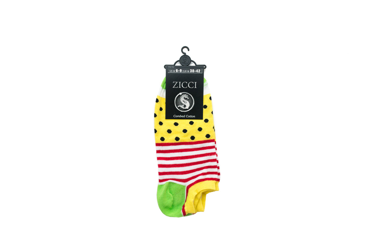 Lines and Dots Short Socks - Color Yellow