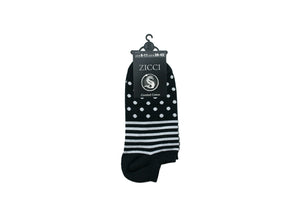 Lines and Dots Short Socks - Color Black