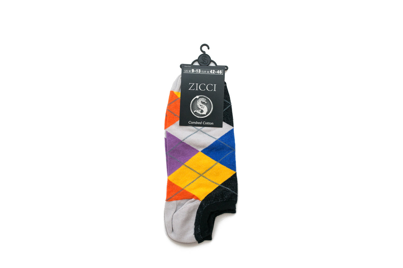 Crazy Argyle Short Socks - Color Yellow