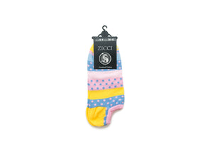 Lines and Dots Short Socks - Color Pink