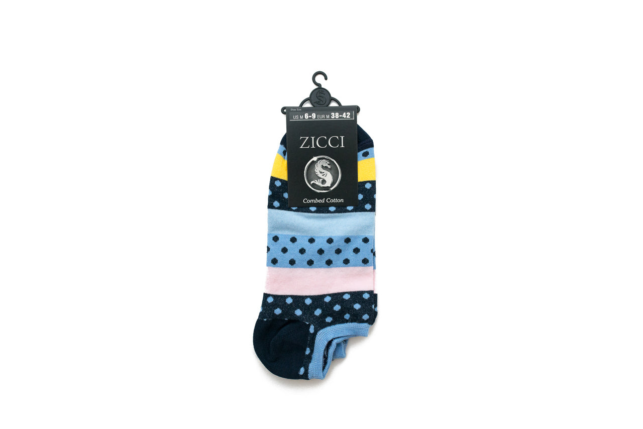 Lines and Dots Short Socks - Color Blue