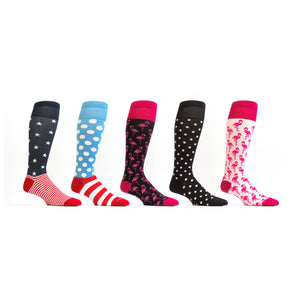 Zicci Women's 5-Pair Combo Mix-2 Knee High Socks