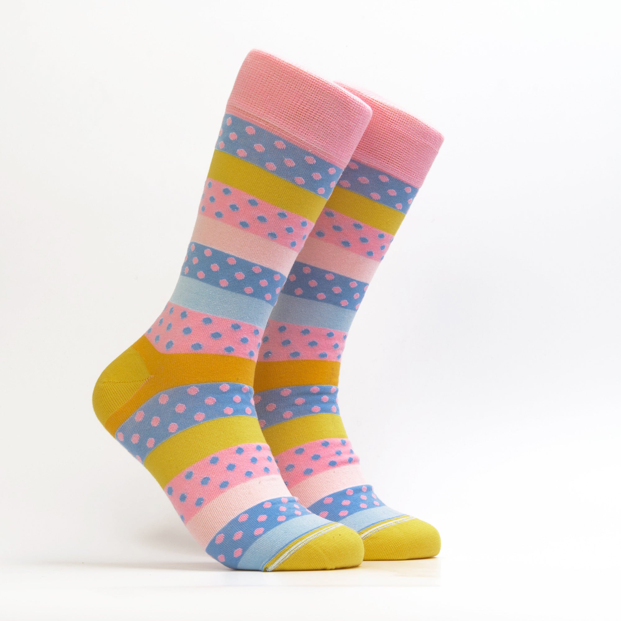 Men's Lines and Dots Sock - Color Pink