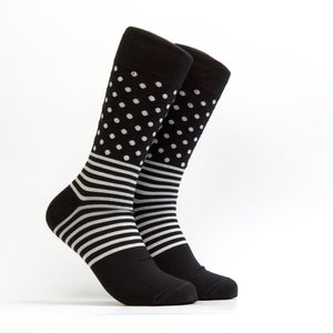 Women's Long Lines and Dots Sock - Color Black