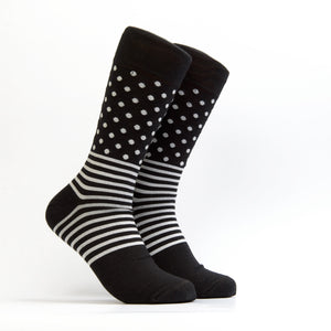 Men's Long Lines and Dots Sock - Color Black