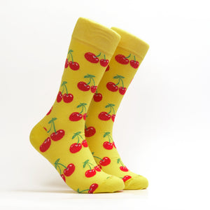 Women's Big Cherry's Sock - Color Yellow